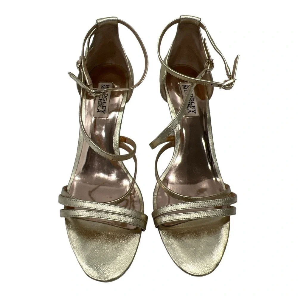 Badgley Mischka Women's Bonanza Wedge Sandal Platino/Gold size 7.5